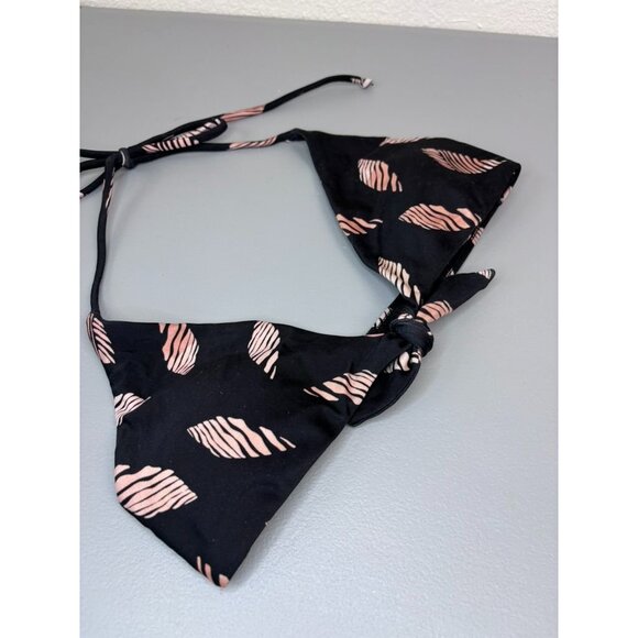 VIX Paula Hermanny women's small black patterned halter tie bikini swim‎ top - Picture 2 of 6